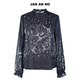 JAN AN NO navy blue silk printed top for women mulberry silk autumn and winter new product J2570102SY navy blue S 36