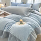 Mercury series home textile high-end carved milk velvet four-piece set 2025 winter new thickened warm coral velvet plus baby blue + star gray bed sheet style 1.8m four-piece set