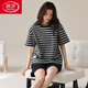 Langsha (Langsha) High-End 2025 Sommer-Pyjama für Frauen Pure Cotton Shorts Koreanische Version Süßes Plus-Größe für Außenbaumwoll-Kleidungsstücke Set A9856 m (75-95jin [Jin gleich 0,5 kg]))