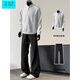 Wu Quanwan white henley shirt men's long-sleeved T-shirt autumn and winter velvet thickened sweatshirt suit men's trendy and handsome matching set white sweatshirt white sweatshirt M 90-115Jin Jin equals 0.5 kg