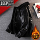 JEEP SPIRIT batik shiny fur collar leather jacket men's plus velvet thickened fur all-in-one warm motorcycle jacket for winter bright coffee color 4XL recommended 165-180 Jin Jin equals 0.5 kg