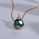 Duyi Internet celebrity baby bottle style Tahitian black pearl pendant single elegant 18K gold black seawater pearl necklace A grade/slight flaws peacock green 11-12mm