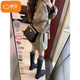 Cotton Korean style windbreaker jacket for women British style autumn and winter new fashion high-end stand-up collar short popular coat 125 khaki high quality S 80-100Jin Jin is equal to 0.5 kg