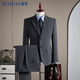 ROMON Suit+Vest+Trousers Suit Suit Men's Business Professional Wedding Dress Jacket Royal Blue 6XL