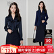 Late White New Product 2025 Autumn Solid Color Bow Tie Collar Top Elegant and Versatile Shirt for Women Dark Blue M