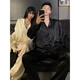 Modal Chinese Style Couple Pajamas Spring and Autumn 2025 New Ice Silk Long Sleeve Feeling Summer Homewear Set for One Man and One Woman XYL#24077 M Women give men XXXL
