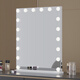 Large Square Makeup Mirror with Bulb Desktop LED Lamp Desktop Bedroom Makeup Mirror Internet Celebrity Smart Charging Vertical Style Gold 55*70+Socket+Bluetooth Speaker