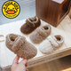G.duck children's cotton shoes 2026 winter new style Velcro girls' furry shoes baby cotton shoes plus velvet warm girls' cotton shoes Khaki 21 Inner length 13.5cm