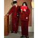 Victoria style couple pajamas winter coral velvet warm and thickened casual sweet flannel home clothes men and women outer wear suit XH9040 M women