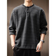 Henhut luxury high-end brand high-end striped long-sleeved T-shirt men's autumn new loose sea soul shirt Henry collar sweatshirt men black M suitable for 110-130Jin Jin equals 0.5 kg