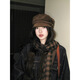 Fu Jian retro navy style hat, high-end suede flat-top newsboy hat, Korean style all-match painter hat for girls, suede flat-top beret, coffee color