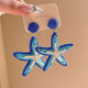 Hand-woven spring new starfish earrings seaside vacation ins style earrings fashion exaggerated earrings blue starfish