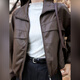 Fabric Story Luofen Flagship Store Women's Clothing 2025 New Style High-end Temperament Casual Versatile Trendy Leather Jacket Autumn Brown Jacket M