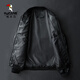 Woodpecker Jacket Men's Jacket Autumn and Winter New Casual Trend Fashionable Stand Collar Motorcycle Leather Jacket Versatile Slim and Handsome Black XL