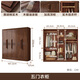 Caibaimu Wardrobe New Chinese Solid Wood Wardrobe with Side Cabinet Black Walnut Wardrobe Bedroom Household Clothes Storage Hanging Wardrobe Five-Door Wardrobe Assembly
