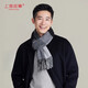 Shanghai Story Autumn and Winter New Wool Scarf Men's Skin Friendly, Untied, Warm and Thickened Men's Scarf as a Gift for Elders, Light Gray Check