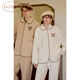 Gukoo Couple Pajamas Winter Disney Co-branded New Lapel Warm Simple Ladies Home Clothes Set Men's Pajamas D Milky White Women's Suit S