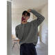 Semir Heavy Industry Knitted Twist Henley Neck Sweater Men's Spring and Autumn New Korean Style Lazy Loose Pullover Sweater Gray Gray XL