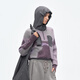 Semicircular three-color yarn interwoven women's sports 2025 winter hooded irregular jacquard texture sweater for women, twilight purple (pre-sale) M