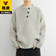 Yalu sweater men's autumn and winter American retro Henry collar lazy style high-end sweater men's sweater jacket dark gray 2XL recommended 150-165Jin Jin equals 0.5 kg