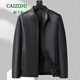 CAIZIDU autumn and winter clothing middle-aged men's large size fashionable lapel leather jacket dad loose plus size casual pu leather jacket black spring and autumn 2XL (recommended 150-170Jin Jin equals 0.5 kg)