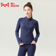 MiiOW Slim Waist Stand Collar Zipper Yoga Wear Sun Protection Jacket Fitness Wear Running Pilates Training Sports Top HS8107-Navy Blue S Recommended weight 90-100 Jin Jin equals 0.5 kg