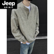 JEEP SPIRIT American Handsome Henley Collar Sweater Men's 2025 New Autumn and Winter Lazy Feeling Old Money Style Knitted Sweater Jacket Black M