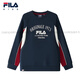 FILA KIDS Children's Clothing Boys' Sweaters 2025 Winter New Children's Cotton Comfortable Loose Tops Official Authentic Night Machine Blue-NV M 140c