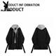 Playboy (PLAYBOY) windbreaker men's spring and autumn holiday two-piece hooded mid-length over-the-knee coat cityboy Korean casual trendy coat black L