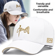 Hats for men with wide brim and large circumference, nationally popular fashionable embroidered baseball caps for women, easy to match with sunshade and sunshade, national standard embroidery - platinum characters, small size, adjustable hat circumference 55-59 cm