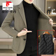 皮尔卡丹（pierre cardin）羊毛呢西服外套男士高端修身双面尼西装上衣秋冬百搭短款保暖大衣 88001A卡其色【双面呢】 XL 适合125-145斤