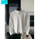 Wu Quanwan white henley shirt men's long-sleeved T-shirt autumn and winter velvet thickened sweatshirt suit men's trendy and handsome matching set white sweatshirt white sweatshirt M 90-115Jin Jin equals 0.5 kg