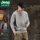 JEEP SPIRIT Sweater Men's Autumn and Winter New American Retro Henry Collar Jacquard Trendy Casual Sweater Men's Black XL