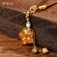 Qingcheng Mountain natural Russian material amber round bead pendant beeswax large single bead amber flower pendant diy single bead universal chain for women amber flower pendant (excluding rope) has been fragrant