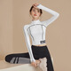 Youyou Yoga Wear Top New Jacket Sports Fitness Long Sleeve Top Slim Fashion Pilates Training Yoga Suit White Top + Black Striped Pants Thin Velvet S