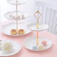 EEEZA Afternoon Tea Tableware European Three-Layer Dessert Plate Cake Plate Afternoon Tea Dessert Plate Living Room Household Candy Tray Rack Large, Medium and Small 3-tier_Embossed Disk Jinyaguan Free 5 Forks