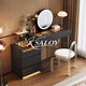KSALOY Italian dressing table and drawer integrated bedroom small apartment storage cabinet light luxury high-end dressing table jewelry display cabinet warm white dressing table + 0.5 meter three drawer cabinet + LED round mirror + acrylic chair 100cm dressing table overall solid wood multi-layer