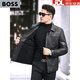 BOSS Haining Genuine Leather Jacket Men's 2025 New First Layer Sheepskin Korean Style Leather Jacket Business Casual Jacket Black S 165 Suitable for 120 Jin Jin equal to 0.5 kg or less