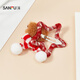 SANFU Atmosphere Red Star Bear BB Clip Single Festive Style Hair Accessories Hair Clip 849843 Red 1 pc