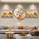 Yusenyi modern backing luxury living room painting high-end wall decoration painting with back feeling hanging clock sofa background wall hanging painting triple light B style with backing 60x4060x60UV fine carving 60x40cm60cm including lamp height 82cm PVC golden U-shaped frame-UV fine carving remote control mobile rechargeable warm light three-dimensional metal strip pendant small