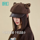Wanding Cute Doll Octagonal Hat Women's Autumn and Winter Cute Puppy Fisherman Hat Versatile Face-Showing Newsboy Hat Brown One Size