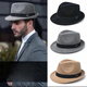 比肆羊秋冬季帽子男绅士礼帽英伦风加厚保暖纯羊毛呢复古卷边爵士帽礼 毛呢礼帽：灰色 M常规码55-58