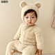 Bear Plush Onesie Baby Onesie Knitted Romper 2023 Autumn and Winter New Baby Cute Bear Outing Wear Long Sleeve Clothes Set 03 Brown Bear Onesie + Hat 90