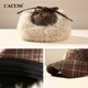 CACUSS baseball cap women's winter plaid thickened warm large head peaked cap anti-cold ear protection Lei Feng hat women