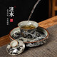 Rongjun Jingdezhen Molong Chuhai Kungfu Tea Set Home Office Teapot Ceramic Covered Bowl Tea Cup Gift Box Set Old Clay Molong Chuhai-Horse Shoe Covered Bowl 6-piece Set Gift Box