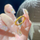 Wanke old phoenix gold cherry blossom gold ring plain ring strip ring new gold-plated ring Valentine's Day gift for girlfriend 2.19g No. 14 (with certificate of warranty)