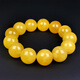 Amber Pai, one object, one picture, one certificate, natural beeswax bracelet, men's bracelet, Russian chicken fat yellow amber, flawless bracelet, 51.53g, 19mm