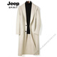 JEEP SPIRIT sense Australian wool woolen coat men's long knee-high double-breasted slim coat windbreaker cool black_132_double-breasted_notched upside down collar high-end quality_very one size 48