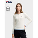 FILA Women's Knitted Long-Sleeved Shirt 2025 Winter New Fashion Classic Casual Slim Henley Shirt Alice Blue-LB Same Style for Men and Women S 160/80A