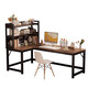 Corner gaming table computer table desktop home double desk bookshelf integrated table bedroom L-shaped table office desk single table dark walnut color right 120x100x75cm